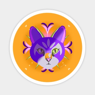 Psychedelic Purple Heart Cat Magnet